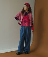 【26aw】フレア袖配色プルオーバーニット