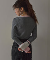 【26aw】フレア袖配色プルオーバーニット