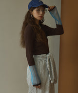 【26aw】フレア袖配色プルオーバーニット