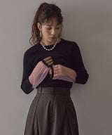 【26aw】フレア袖配色プルオーバーニット