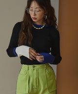 【26aw】フレア袖配色プルオーバーニット