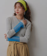 【26aw】フレア袖配色プルオーバーニット