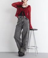 バレルレッグシンプルデニムパンツ