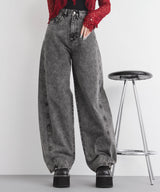 バレルレッグシンプルデニムパンツ