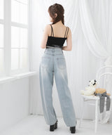 バレルレッグシンプルデニムパンツ