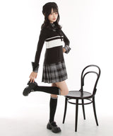 シャツドッキングプリーツニットワンピース【大きいサイズ有り】