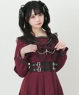 十字架クモレーススタッズベルトセーラーワンピース