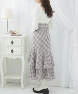 スリット入りアシメフリルマーメイドスカート【大きいサイズ有り】　