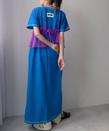 ワッフルマキシ半袖ワンピース