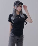 【メール便】脇シャーリング半袖Tシャツ/カットソー