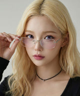 スクエア リムレス メガネ クリアレンズ / ユニセックス 伊達眼鏡 平成レトロ 地雷系 サブカル 韓国