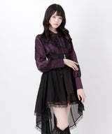 【10/23 10:59までの特別価格】ゴシック風バラレースフリルストライプブラウス