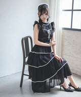 【10/23 10:59までの特別価格】2wayシアードットティアードロングワンピース