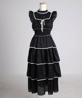 【10/23 10:59までの特別価格】2wayシアードットティアードロングワンピース