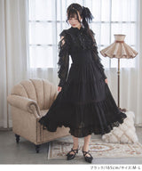 【10/23 10:59までの特別価格】プチハイネックティアードロングワンピース【大きいサイズあり】