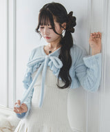 【10/23 10:59までの特別価格】ハートチャーム付きシャギーショートフリルボレロカーディガン【大きいサイズあり】