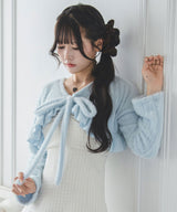 【10/23 10:59までの特別価格】ハートチャーム付きシャギーショートフリルボレロカーディガン【大きいサイズあり】