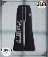 【ALIBURA】ラメロゴスウェット脚長フレアパンツ/レディース