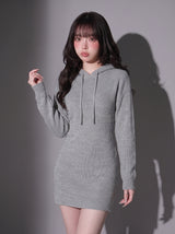 【10/23 10:59までの特別価格】フードゆるピタニットワンピース