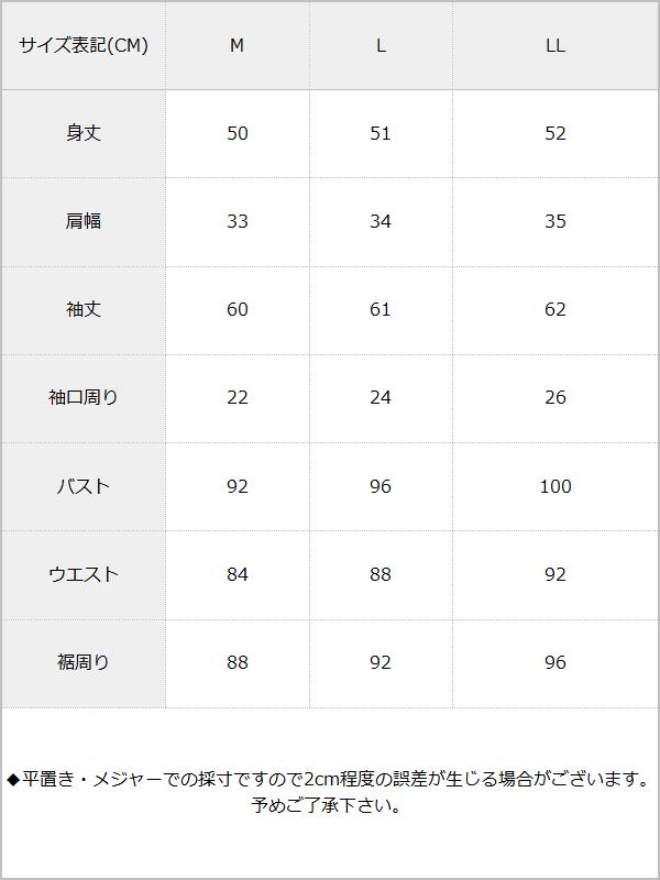 【メール便】ボウタイリボンフリルブラウス / サイズ表