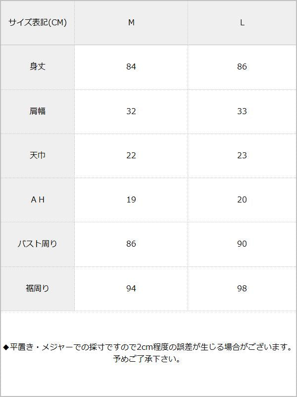 ノースリーブレース切替ワンピース / サイズ表
