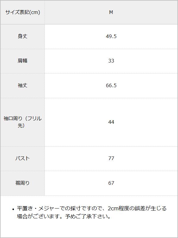 ロマンチックフリルトップス / サイズ表