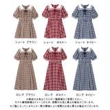 セーラーカラーサイドプリーツ半袖ワンピース