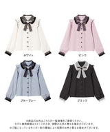 【10/23 10:59までの特別価格】レース重ねハートリボンフリルブラウス
