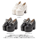 トリプルリボン厚底ローファーパンプス【大きいサイズ有】