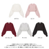 ラインストーンドットショートニットトップス