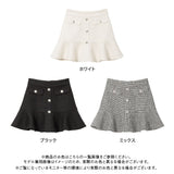 ビジューボタンツイードフリルスカート