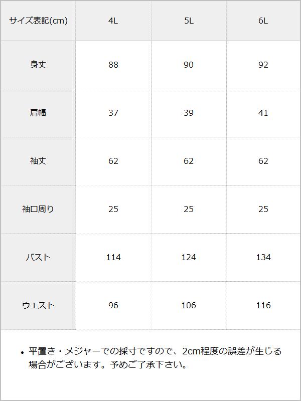 キラキラビジューレース重ねフリルワンピース / サイズ表