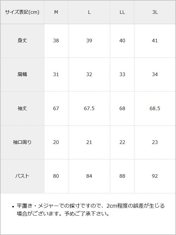 【10/23 10:59までの特別価格】ハーフジップトップス / サイズ表