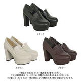 10.5cmヒール美脚ローファーパンプス