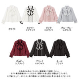 レースフリルたっぷり上品ボウタイリボンブラウス
