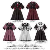 【10/23 10:59までの特別価格】ハートビジューリボンヨークフリルサイドレースアップワンピース