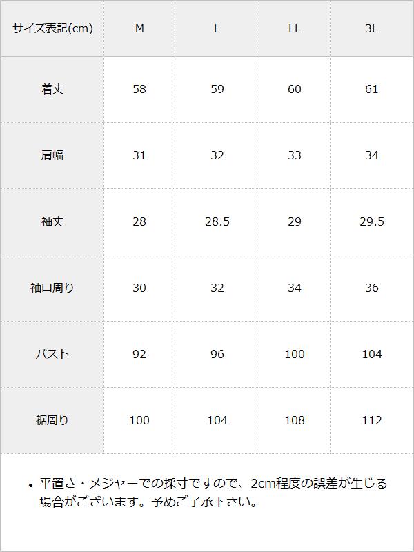 【10/23 10:59までの特別価格】パール襟ビジューフリルブラウス / サイズ表