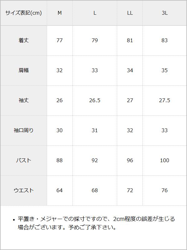 テーラードバックルミニワンピ / サイズ表