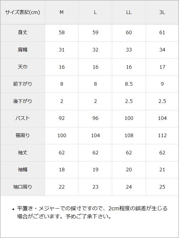 【10/23 10:59までの特別価格】角襟クモレースチェーンブラウス / サイズ表