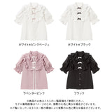 トリプルリボンヨークフリルブラウス