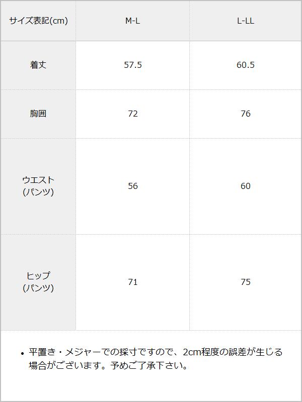 2way水着セパレートセット【体系カバー】【上下セット】 / サイズ表