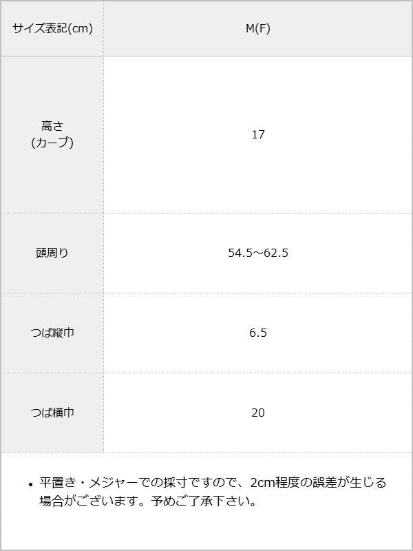 カラーロゴキャップ / サイズ表