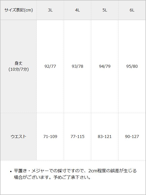 【10/23 10:59までの特別価格】【メール便】【3L~6L】選べる丈レギンスパンツ / サイズ表
