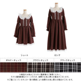【4L~6L】レースフリルクラシカルチェックワンピース