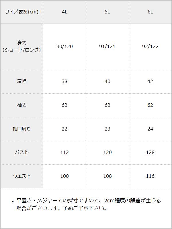 【4L~6L】レースフリルクラシカルチェックワンピース / サイズ表