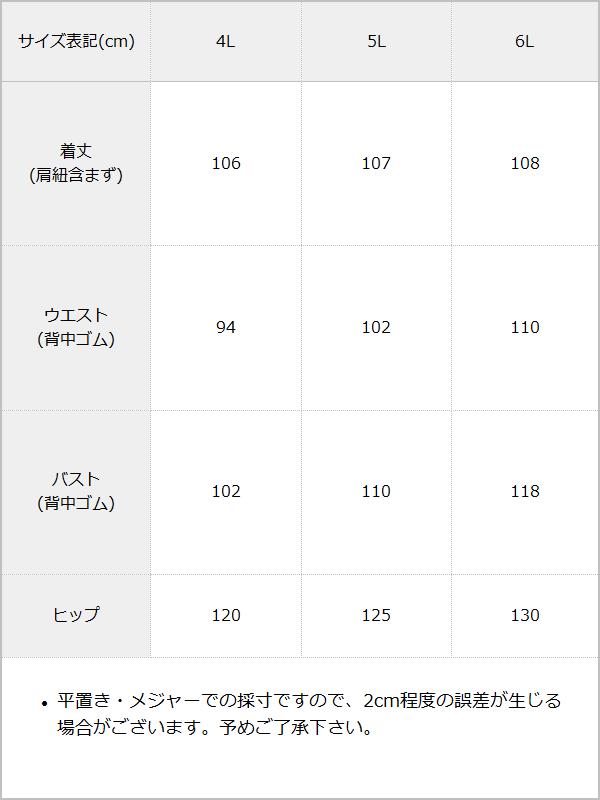 【4L〜6L】マーメイドデニムキャミワンピース / サイズ表