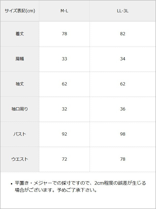 姫系うさ耳レースフリルハートポケットパーカーワンピース / サイズ表