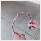 ハートビジューサテン細めリボンカチューシャ