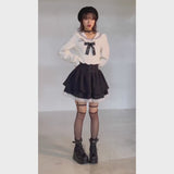 セーラーカラーブラウス学生服風セットアップ3点セット