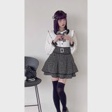 キラキラビジューバックルツイードスカート
